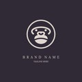 gorilla face circle logo template design for brand or company and other