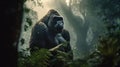 A gorilla in the forest national park