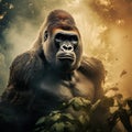 Ai Generated illustration Wildlife Concept of Gorilla in Gabon lowland gorilla Royalty Free Stock Photo