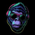 Gorilla head cyberpunk style vector illustration