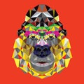 Gorilla head design in geometric pattern