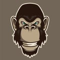 Gorilla Head Mascot Illustration Vector in Cartoon Style