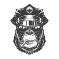 Gorilla head in monochrome style