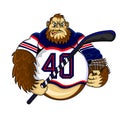 A gorilla playing ice hockey