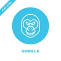 gorilla icon vector from animal head collection. Thin line gorilla outline icon vector illustration. Linear symbol for use on web