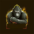 Gorilla illustration, esports mascot designs, gaming logo template