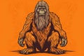 Gorilla, illustration of a gorilla on an orange background