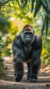 Gorilla on jungle path