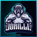 Gorilla King kong esport and sport mascot logo design with modern illustration concept for team, badge, emblem and thirst printing