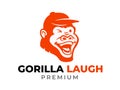 Gorilla Laugh Animal Head Cartoon Wearing Cap Mascot Logo Template Royalty Free Stock Photo