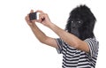 Gorilla man taking photos Royalty Free Stock Photo