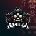 Gorilla mascot logo design vector with modern illustration concept style for badge, emblem and t shirt printing. Gorilla fitness