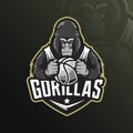 Gorilla mascot logo design vector with modern illustration concept style for badge, emblem and tshirt printing. angry gorilla