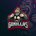 Gorilla mascot logo design vector with modern illustration concept style for badge, emblem and tshirt printing. angry gorilla Royalty Free Stock Photo