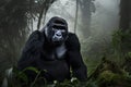 gorilla in the misty rainforests of africa