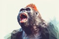 Gorilla monkey ape Low poly animal style illustration generative ai