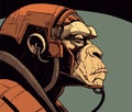 A gorilla monkey as a spaceship pilot from the future - illustration