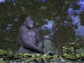 Gorilla monkey thinking - 3D render