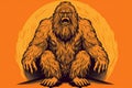 Gorilla on a orange background, illustration for your design