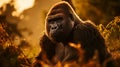 Gorilla Portrait At Golden Hour: National Geographic Style