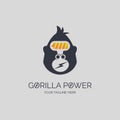 gorilla power head logo template design for brand or company and other