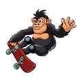 Gorilla skater cartoon Royalty Free Stock Photo