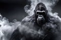 Gorilla surround with swirl smoke. dynamic composition and dramatic lighting