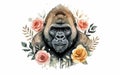 Gorilla watercolor art and illustration Generative AI