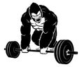 Gorilla Work Out, Barbell Lifting Illustration Royalty Free Stock Photo