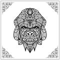 Gorilla zentangle arts isolated on white background