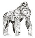 Gorilla zentangle stylized, vector, illustration, freehand pencil, hand drawn, pattern. Royalty Free Stock Photo