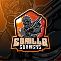 Gorilla gunners esport mascot logo design