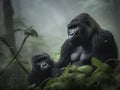 Gorillas in the Mist: A Tender Moment in the Rainforest