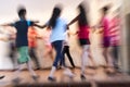 Goris, Armenia - June 16, 2017 - Motion blurred image of children practicing the dance Royalty Free Stock Photo