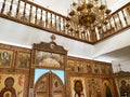 Goritsy, Vologda region, Russia, February, 21. 2020. Iconostasis of the Church of the Intercession of the most Holy Theotokos in t