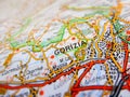 Gorizia city over a road map ITALY Royalty Free Stock Photo