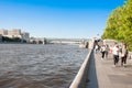 Gorky Central Park of Culture and Leisure on Krymsky Val full of locals and tourists during midday in Moscow, Russia.