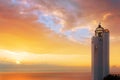 Gorliz lighthouse at sunset Royalty Free Stock Photo