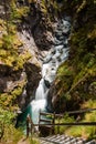Gorner Gorge with tourist path and river below Royalty Free Stock Photo