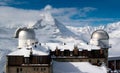 Gornergrat observatory with Matterhorn peak on the background Royalty Free Stock Photo