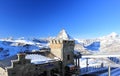 Gornergrat railway station and the East Face of the Matterhorn. The Alps, Switzerland. Royalty Free Stock Photo