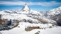 Gornergrat railway in Zermatt with the amazing Matterhorn in the background, Switzerland