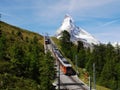 Gornergrat Train with Matterhorn Royalty Free Stock Photo
