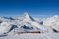 The Gornergrat train and Matterhorn Royalty Free Stock Photo