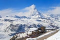 Gornergrat Train Station and Matterhorn peak Royalty Free Stock Photo