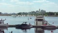 Gorod na fone yakht i katerov city against the backdrop of yachts and boats