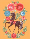 Gorodets horse folk painting