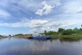 Gorodets,, Russia. - June 2.2016. Tug River near Gateway Gorodetsky.