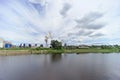Gorodets,, Russia. - June 2.2016. The view from the river at the shipyard Ship Repair Shipbuilding Corporation in Gorodets.