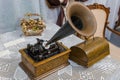 Gorodets, Russia - September 19, 2020: Vintage Edison phonograph in museum Royalty Free Stock Photo